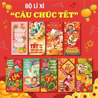 Set 100 Bao Lì Xì Tết 2.026 - Chọn Mẫu Bính Ngọ, Bao Lì Xì Truyền Thống, 50.000 VND