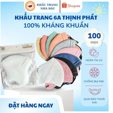 Sét 100 Chiếc Khẩu Trang 6A Thịnh Phát 4 Lớp Mịn Kháng Khuẩn Chống Nắng UV
