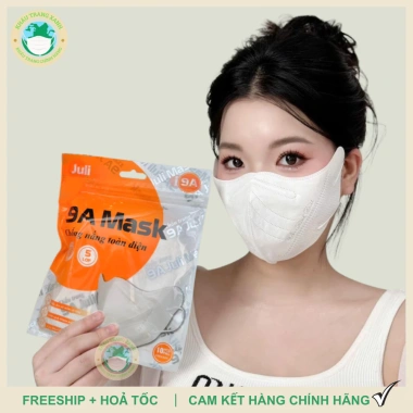 Set 100 khẩu trang 9A JULI 5 lớp form to Chống nắng UV, khói bụi, bảo vệ mặt, 72.000đ 4 Set 100 khẩu trang 9A JULI 5 lớp form to Chống nắng UV, khói bụi, bảo vệ mặt, 72.000đ 4