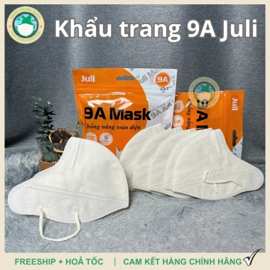 Set 100 khẩu trang 9A JULI 5 lớp form to Chống nắng UV, khói bụi, bảo vệ mặt, 72.000đ