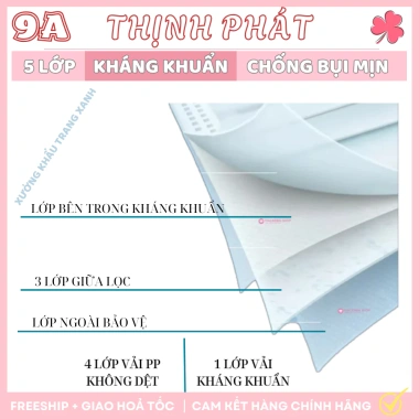Set 100 khẩu trang 9A Thịnh Phát 5 lớp chống nắng, kháng khuẩn, khói bụi - 35.000đ 6