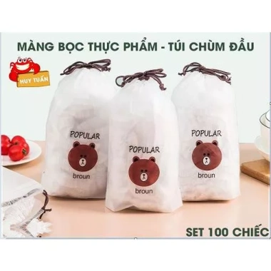 Set 100 màng bọc thực phẩm co giãn siêu dai có chun kèm túi gấu, mũ đầu dùng 1 lần tiện lợi, giá chỉ 19.000đ 7