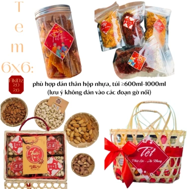 Set 100 tem Tết đa dạng size - giảm 10% khi mua 20, tem dán hộp quà, decal nhãn dán 3