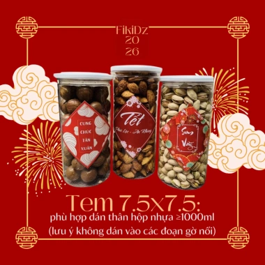 Set 100 tem Tết đa dạng size - giảm 10% khi mua 20, tem dán hộp quà, decal nhãn dán 4
