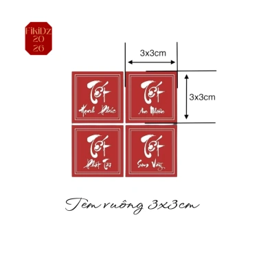 Set 100 tem Tết đa dạng size - giảm 10% khi mua 20, tem dán hộp quà, decal nhãn dán 7