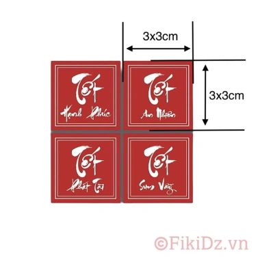 Set 100 tem Tết đa dạng size - giảm 10% khi mua 20, tem dán hộp quà, decal nhãn dán 10