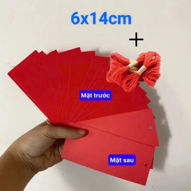 Sét 100 thẻ đỏ trống thư pháp kèm dây treo, giảm giá 30.000 VND, viết Tết