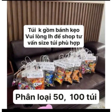 Set 100 túi + 50 túi đựng quà chữ Happy Day - Giá ưu đãi 105.000đ, không đổi trả