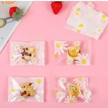 Set 100 Túi Đựng Bánh Cookie, Bánh Quy, Trà Hoa - Túi Trắng Mờ Hoa Cúc, Nhiều Kích Thước, Giá Ưu Đãi 16.500 VND