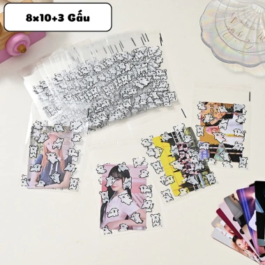 Set 100 Túi Đựng Phụ Kiện Toploader Móc Khóa Bánh Kẹo Hình Gấu Thỏ Cute 10x10 - 22.800đ 10