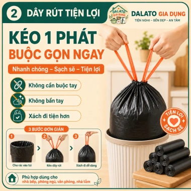 Set 100 Túi Đựng Rác Dây Rút Dalong 50x45cm Dày Dai, Quai Nhựa - Giá 25.000 VNĐ 2 Set 100 Túi Đựng Rác Dây Rút Dalong 50x45cm Dày Dai, Quai Nhựa - Giá 25.000 VNĐ 2