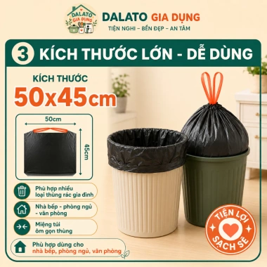Set 100 Túi Đựng Rác Dây Rút Dalong 50x45cm Dày Dai, Quai Nhựa - Giá 25.000 VNĐ 3 Set 100 Túi Đựng Rác Dây Rút Dalong 50x45cm Dày Dai, Quai Nhựa - Giá 25.000 VNĐ 3