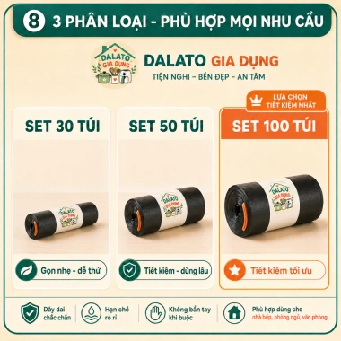 Set 100 Túi Đựng Rác Dây Rút Dalong 50x45cm Dày Dai, Quai Nhựa - Giá 25.000 VNĐ