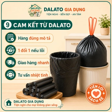 Set 100 Túi Đựng Rác Dây Rút Dalong 50x45cm Dày Dai, Quai Nhựa - Giá 25.000 VNĐ