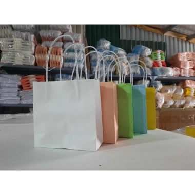 Set 100 túi giấy xoắn kraft Nhật 15x14x5cm - Quai tiện lợi, giá ưu đãi 270k