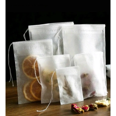 Set 100 túi lọc trà vải không dệt có dây rút đa kích thước, giá chỉ 17.000₫