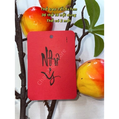 Set 108 thẻ treo Tết 5x7cm 2 mặt 18 nội dung ý nghĩa giá 25k, tặng kèm dây 5