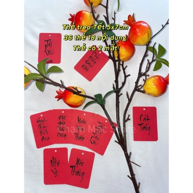 Set 108 thẻ treo Tết 5x7cm 2 mặt 18 nội dung ý nghĩa giá 25k, tặng kèm dây 8