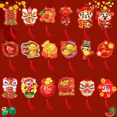 Set 12 Dây Liễn Treo Cành Đào Mai Tết 2.026 - 6×8cm Đa Sắc YD, Giá Ưu Đãi 35k
