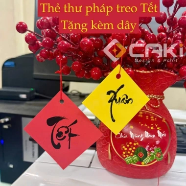 Sét 150 thẻ thư pháp hình thoi trang trí Tết - Combo thiệp đỏ hình thoi cây đào mai, chỉ 18.000đ 2