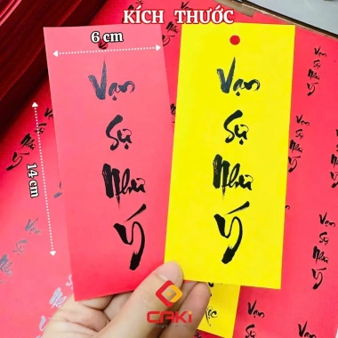 Sét 150 thẻ thư pháp hình thoi trang trí Tết - Combo thiệp đỏ hình thoi cây đào mai, chỉ 18.000đ 8
