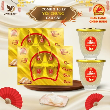Set 16 ly yến chưng đường phèn cao cấp - ly thủy tinh miệng rộng sang trọng, dễ thưởng thức - Giá 456.000 VND
