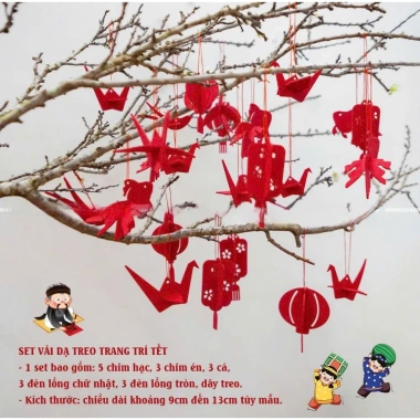 Set 17 món chim, cá, lồng đèn treo Tết - Trang trí nhà cửa, giá ưu đãi 53.000₫
