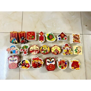 Set 18 Hình Trang Trí Cây Tết Vải Dạ Đỏ Treo Cành Đào Mai Giá chỉ 21.000đ 9