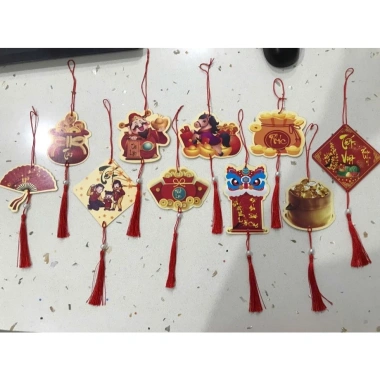 Set 18 Hình Trang Trí Cây Tết Vải Dạ Đỏ Treo Cành Đào Mai Giá chỉ 21.000đ 10