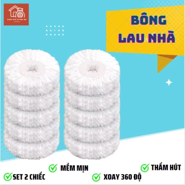 Sét 2 Bông Lau Nhà Chổi Xoay 360 độ - Bông Lau Cao Cấp, Giá 50.000 VND giảm từ 65.000