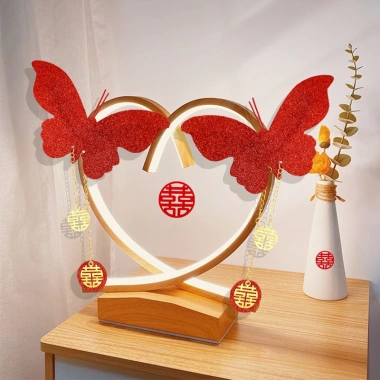 Set 2 cánh bướm đỏ kim tuyến + tag hỷ - Trang trí phòng cưới, lễ tết, hộp quà tặng, giá chỉ 6.800₫