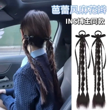 Set 2 Chiếc Tóc Giả Nơ Xoắn Mix và Ruy Băng 35cm Phong Cách Hàn Quốc Cho Bé Gái