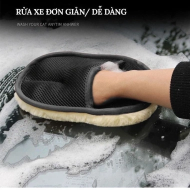 Set 2 Găng Tay Lông Cừu 2 Mặt - Bao Tay Rửa Xe Máy Ô Tô Chuyên Nghiệp, Siêu Mềm