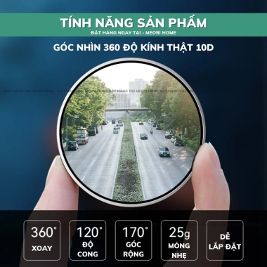 Set 2 gương cầu lồi Meorihome kính hậu ô tô xoay 360 tráng bạc xóa điểm mù - 49.000₫