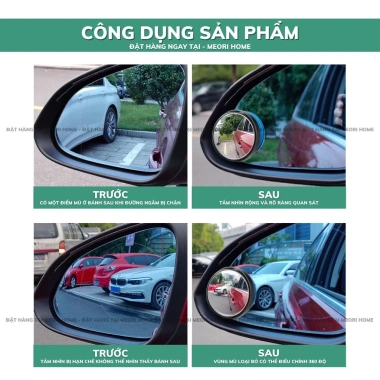 Set 2 gương cầu lồi Meorihome kính hậu ô tô xoay 360 tráng bạc xóa điểm mù - 49.000₫