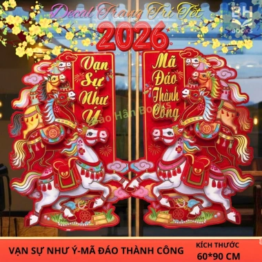 Set 2 Hình Ngựa Vạn Sự Như Ý - Mã Đáo Thành Công Trang Trí Tết 2.026 60x100cm Bảo Hân Keo 2