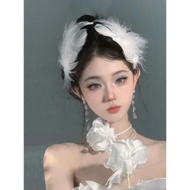 Sét 2 Kẹp Tóc Lông Vũ Đính Ngọc Trai - Thời Trang Cosplay, Giá Ưu Đãi 40.500đ