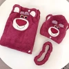 Set 2 khăn tắm gấu dâu LOSTO siêu mềm thấm hút tốt kèm túi Zip FREESHIP 6