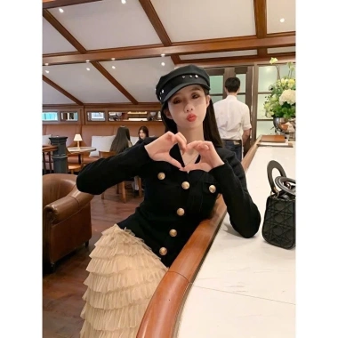 Set 2 món áo len cardigan + chân váy dài xếp ly tiểu thư QCCC KK SP366 - 179k