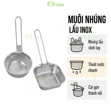 Set 2 muôi thủng nhúng lẩu TDHome inox 304 nồi rảnh tay, quai cài, giỏ mì & bò 49.000₫