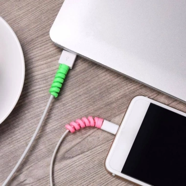 Set 2 vỏ bảo vệ dây cáp tai nghe xoắn ốc màu ngẫu nhiên, chống rối, tuổi thọ cao