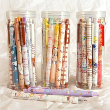 Set 20 Bút Mực Gel Hoạt Hình Ngòi 0.5mm Đen Dễ Thương - Giá chỉ 20.000 VND 2