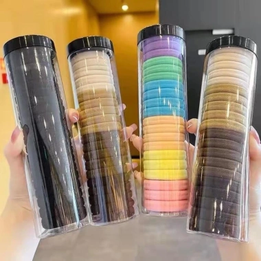 Set 20 Dây Chun Buộc Tóc Co Dãn Nhiều Màu, Hộp Ống Trong Suốt - Hot Trend 10.000₫