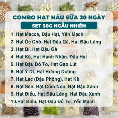 Set 20 Ngày Hạt Dinh Dưỡng Nấu Sữa Mix Sẵn - Ăn Dặm & Cháo Bé, Giá Chỉ 84,648 VND
