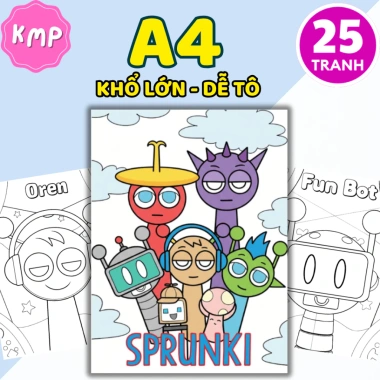 Set 25 tranh Sprunki tô màu giấy A4 A5 - Đồ chơi học tập sáng tạo cho bé giá ưu đãi 15.500đ - KMP Store