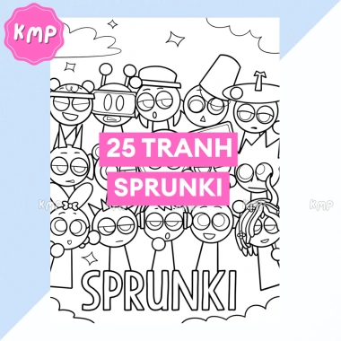 Set 25 tranh Sprunki tô màu giấy A4 A5 - Đồ chơi học tập sáng tạo cho bé giá ưu đãi 15.500đ - KMP Store