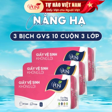 Set 3 Bịch Giấy Vệ Sinh POSY 10 Cuộn 3 Lớp Mềm Mại Không Lõi - Giá chỉ 202.000 VND 2