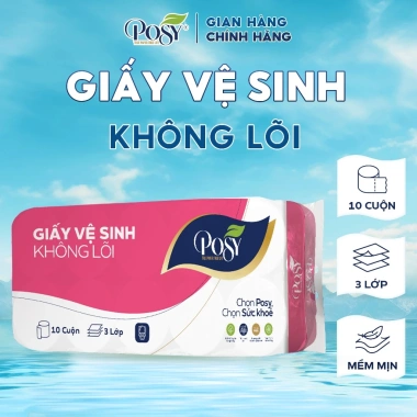Set 3 Bịch Giấy Vệ Sinh POSY 10 Cuộn 3 Lớp Mềm Mại Không Lõi - Giá chỉ 202.000 VND 4