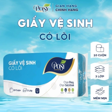 Set 3 Bịch Giấy Vệ Sinh POSY 10 Cuộn 3 Lớp Mềm Mại Không Lõi - Giá chỉ 202.000 VND 5