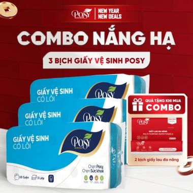 Set 3 Bịch Giấy Vệ Sinh POSY 10 Cuộn 3 Lớp Mềm Mại Không Lõi - Giá chỉ 202.000 VND 10